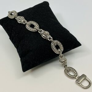 Vintage SilverTone Ornate Cable Link Bracelet Magnetic Clasp